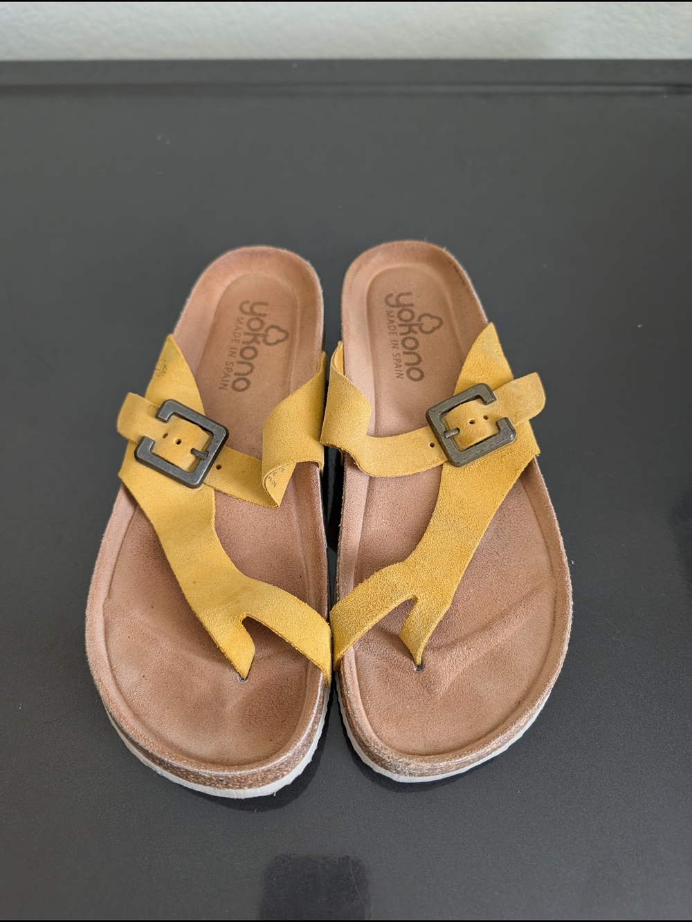 Yokono Women's Leather Sandals Women's Size 9 Butter Yellow Made In Spain